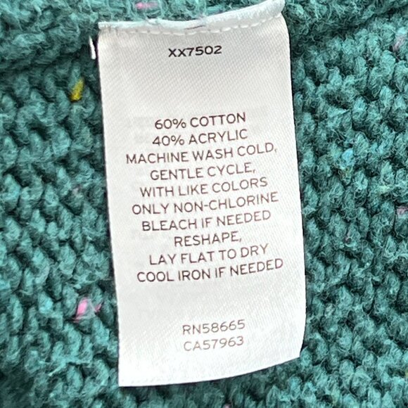 Abound Nordstrom Chunky Knit Color Fleck Emerald Green V-Neck Ribbed Hem Sweater - Picture 10 of 10